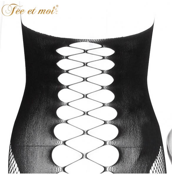 FEE ET MOI Sexy Seethrough Opened Body Stockings (Black)